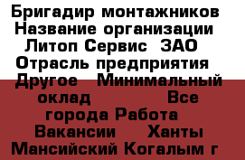 Бригадир монтажников › Название организации ­ Литоп-Сервис, ЗАО › Отрасль предприятия ­ Другое › Минимальный оклад ­ 23 000 - Все города Работа » Вакансии   . Ханты-Мансийский,Когалым г.